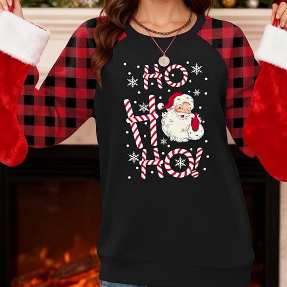 Festive Black and Red Plaid Holiday Sweatshirt - Picture 2 of 2